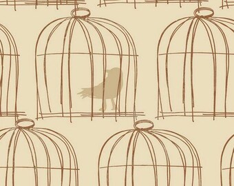 Wallpaper Double Roll - Sophisticated Stylized Birdcages, Bird Cage – Modern Accent Wall, Trendy, Eclectic Fun, Metallic, Cream BL0429 P1