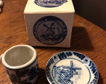 Miniature Delft Blue Cup and Saucer