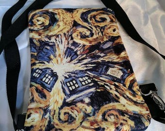 Dr. Who Starry Night Crossbody Bag, adjustable strap