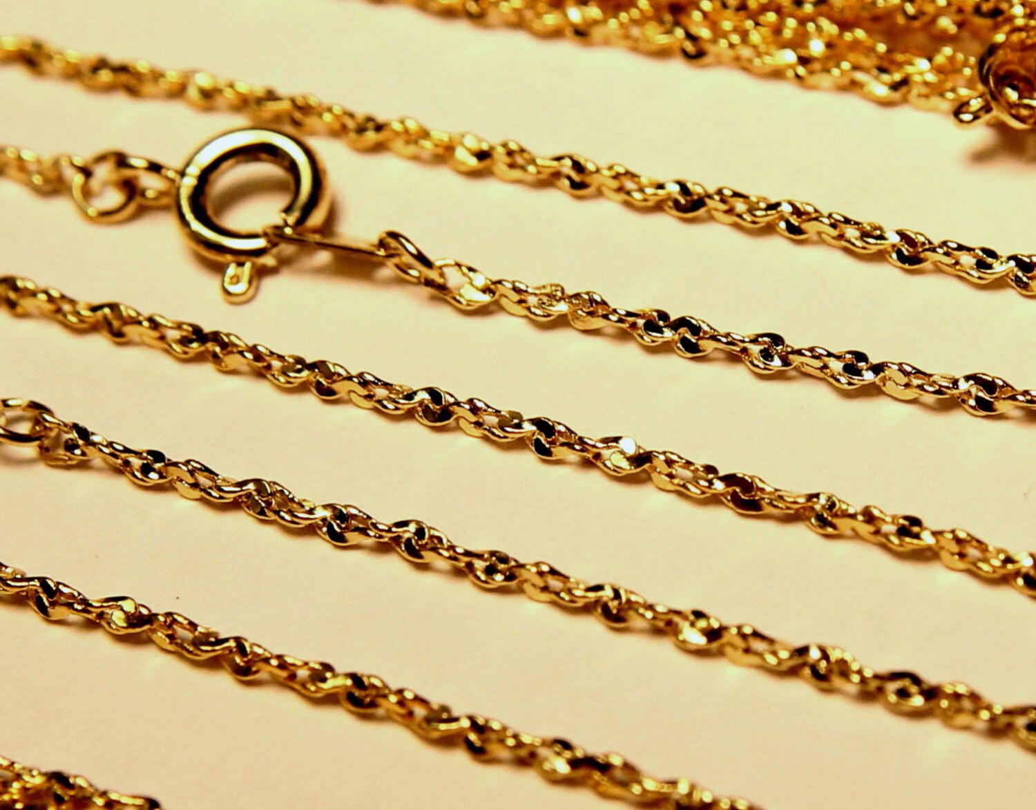 Gold Plated Twisted Serpentine 18 Inch Chain 1.5MM Necklace