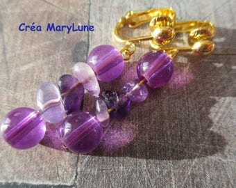 Clip earrings for non-pierced ears amethyst