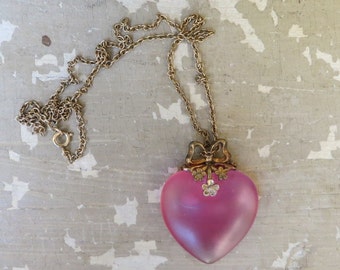 A Translucent Pink Heart Necklace
