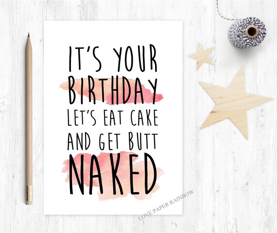 girlfriend birthday card, boyfriend birthday card, eat cake and get naked, rude birthday card, adult birthday card, naked birthday card