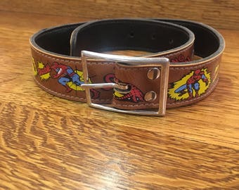 Vintage Childs Spiderman Super Hero Marvel Comics Belt
