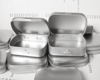 One Mini Metal Hinged Tin, 20ml Small Storage Box, Small Organizer, Blank In Silver Color