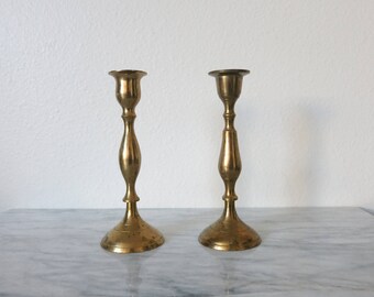 Vintage Brass Candlesticks, Boho Chic, Candle Lover Gift, Brass Wedding Candle, Wedding Candle, Candle Holder Lot, Brass Wedding Decor