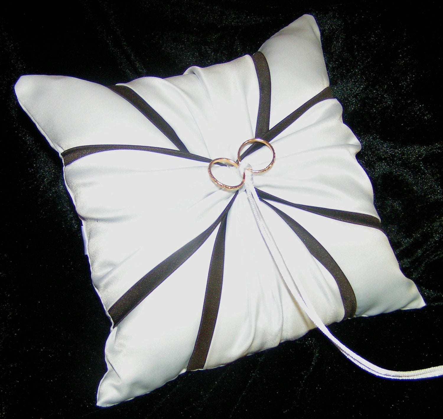 White or Ivory Wedding Ring Bearer Pillow Espresso Truffle