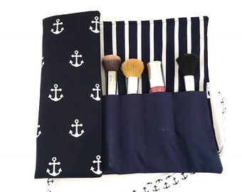 Makeup Brush Roll, Brush Roll, Travel Makeup Brush Roll, Makeup Brush Holder, Brush Roll Bag, Travel Makeup Case, Anchors Bags, Travel Gift