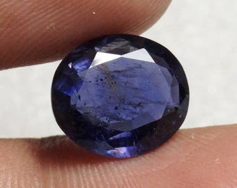 Natural Iolite Faceted Oval Gemstone 12.1x10.7x5.4 mm