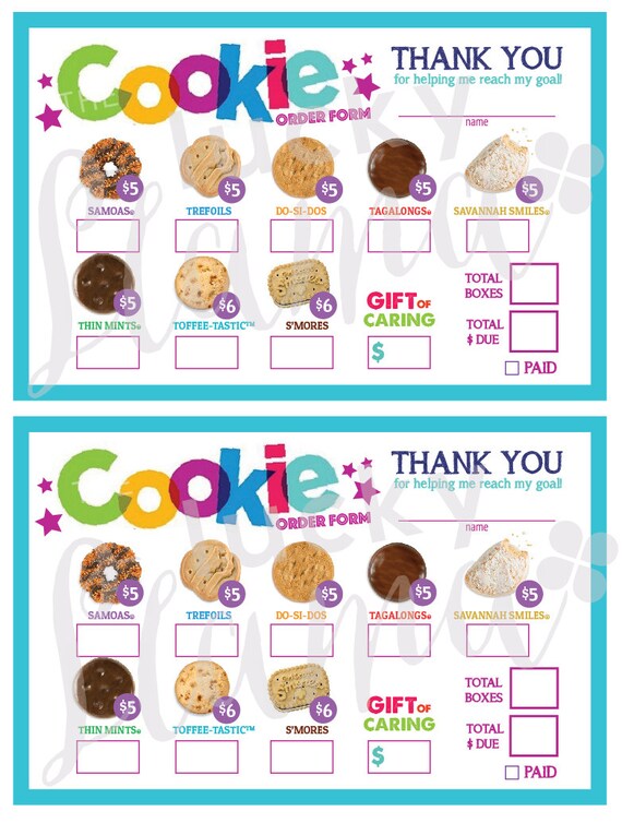 2018 girl scout cookie order form printable girl scout cookie order form 2017 printable