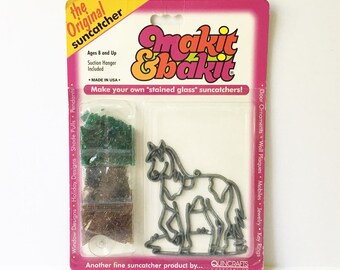 Suncatcher Kit Makit Bakit Kit Horse suncatcher DIY Suncatcher Kids craft kit 1980s crafts stained glass suncatcher