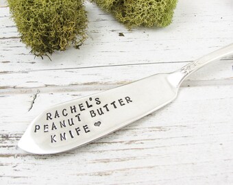 Personalized Peanut Butter Knife. Hand Stamped Vintage Butter Spreader for PB Lovers. Makes a Perfect Gift for Any Occasion. 073EDAY
