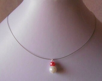 Pair of pink and White Pearl bridal necklace