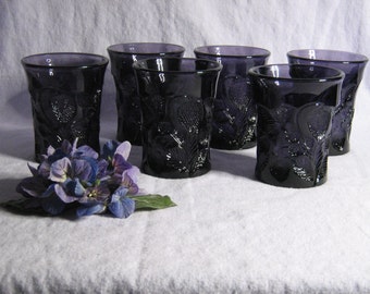 Cambridge Amethyst Inverted Strawbery Tumblers-marked Near Cut