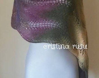 Multicolor hand knitted lace shawl,knit scarf, Lace estonian shawl,Handknitted multicolor shawl ,Bolero ,Gift for her ,Wedding, summer shawl