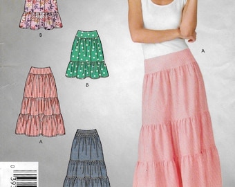 An Easy Sew Gathered/Tiered Skirt in 2 Lengths Sewing Pattern for Women: Uncut - Sizes 6-8-10-12-14-16, Waist 23"-30" ~ Simplicity 4549