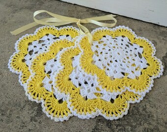 Doily Coasters in Yellow and Cream