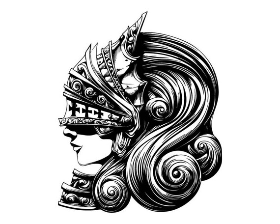 Valkyrie Ancient Armor Head Warrior Viking Goddess Vector