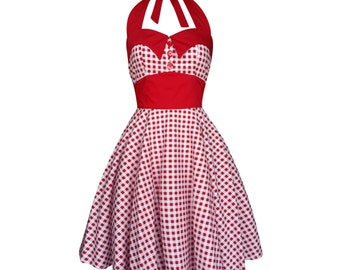 Summer Dress Red Gingham Dress Sun Dress Rockabilly Dress Pin up Dress Retro Goth Dress Psychobilly Dress Steampunk Clothing Plus Size Dress