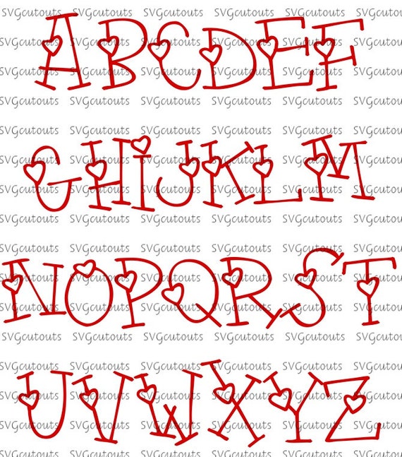 Valentine Heart Lover Font Monogram Alphabet Design, SVG ...