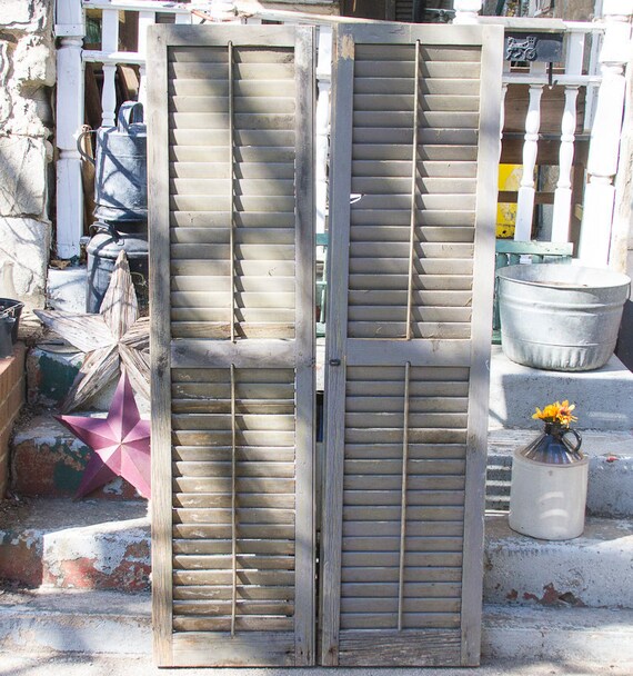 Antique Wooden Shutters, Distressed Shutters, Rustic Shutters Antique Wooden Shutters, Distressed Shutters, Rustic Shutters, Reclaimed Barn Farmhouse Wood Shutter Doors, LARGE Shutters, Rustic Country from ... - Antique Wooden Shutters, Distressed Shutters, Rustic Shutters