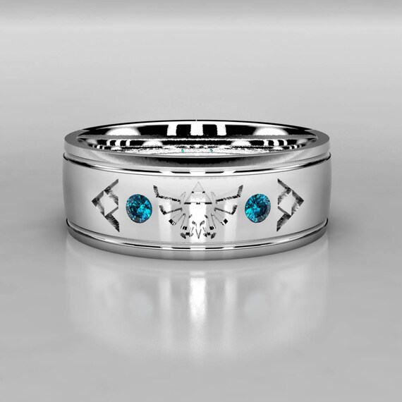 Legend of Zelda Tribute Blue Diamond Wedding Ring Zelda
