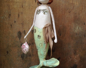 Mermaid, Sea, Spring, Folk Art, Paperclay