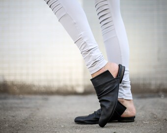 SALE Black Mules, Leather Sandals, Black Sandals, Slip On Sandals, Handmade Sandals, Black Slide Sandals, Slouch Sandals, Summer Shoes, Romy