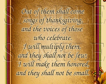 Church Bulletins, Worship Bulletins Jeremiah 30:19 8.5x11,Digital Download,Printable