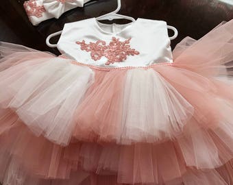 Girls rose pink dress, birthday dress, easter dress, flower girl dress, pink dress, party dress, pageant dress, wedding dress