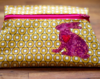 Rabbit Totem Pouch, Rabbit Pouch, Zipper pouch