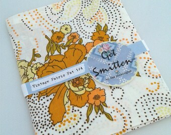 Orange & Brown Retro Floral Vintage Fabric Fat Quarter