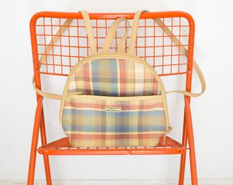 90s Vegan Pastel Plaid Mini Backpack