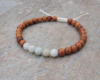 bayong wood and amazonite bead bracelet
