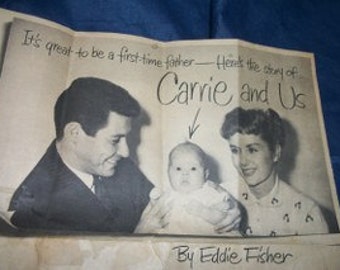 vintage magazine story, Eddie Fisher,Debbie Reynolds,Carrie Fisher.