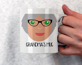 Personalised Grandma Gift Mug - Funny look-a-like face for Nan, Nanny, Granny, Gran from grandkids and grandchildren