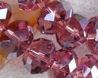 20 faceted light purple Crystal 6 x 8 mm