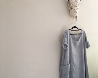 Womens French Linen Short Sleeve Dress.Size 12-16