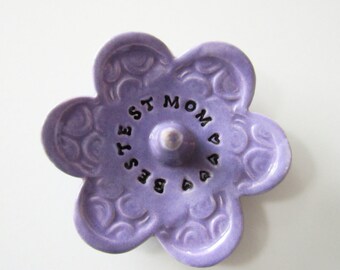 Bestest Mom Ring Dish, Ready to Ship, Gift for Mom - glazed in lilac purple