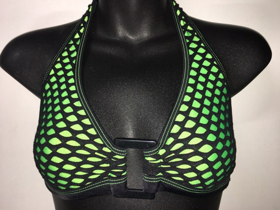 35%OFFSALE *** MissManeater VANDALIZE buckle front fixed thick bind long halter top *** MAX coverage!