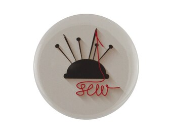 Sewing, Needle and Thread, Pinback Button or Bottle Opener.