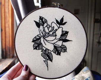 Traditional Rose Tattoo Hoop Embroidery