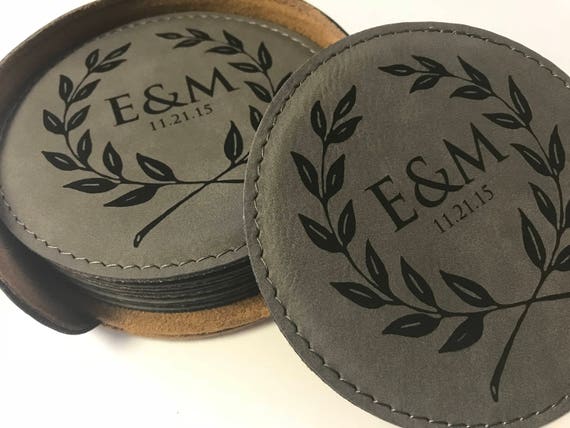 monogrammed coaster set customized coasters personalized