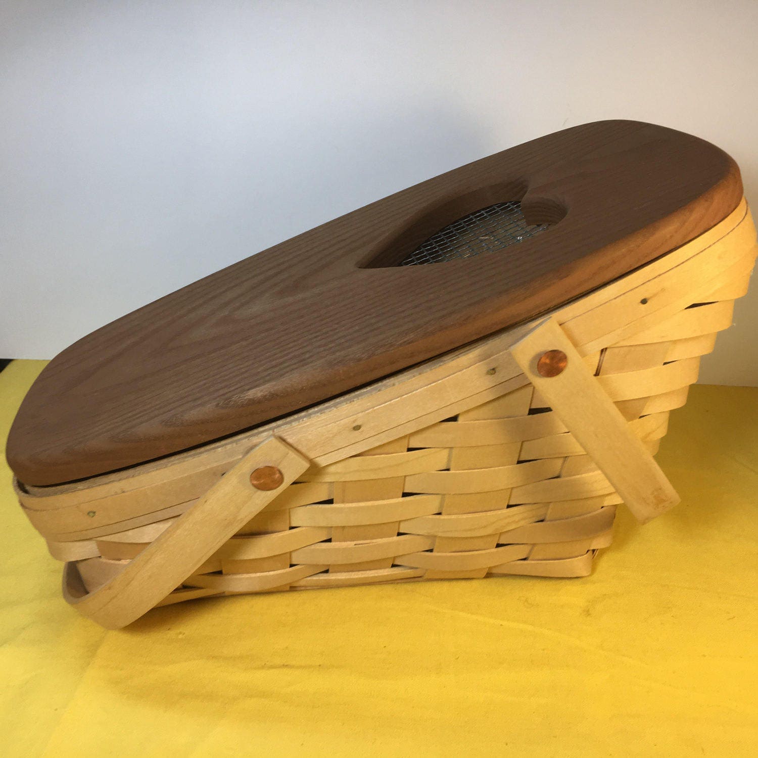 Vintage Rare Longaberger Basket, Signed Country Heart, Woven Basket,Dresden Ohio Basket,Brown