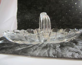Low, Long Pressed Glass Basket