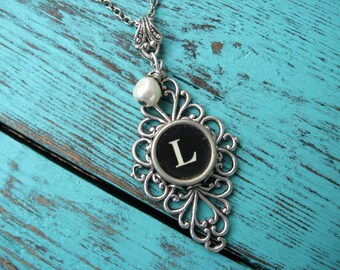 Typewriter Key Jewelry - Typewriter Necklace Letter L