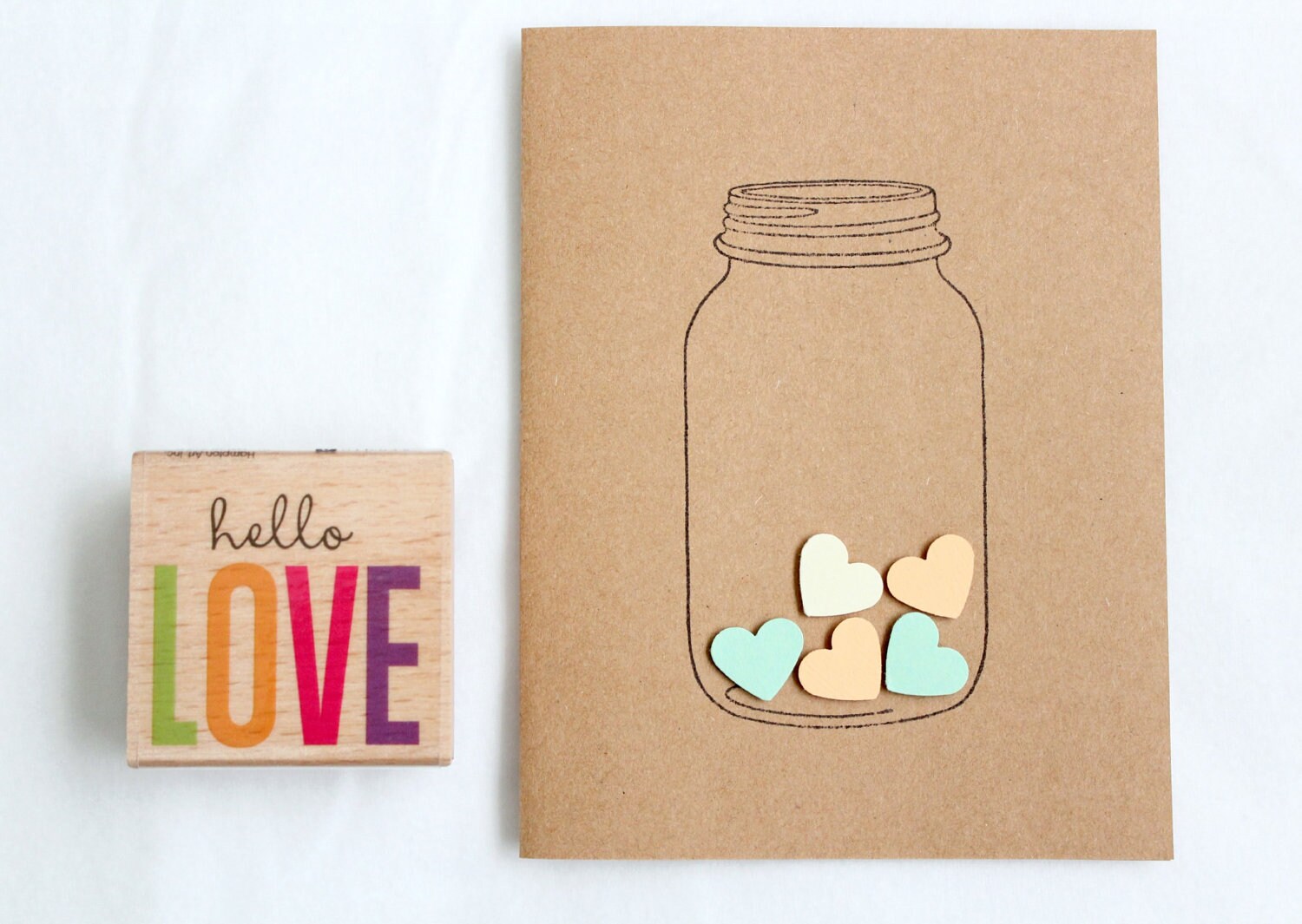 Love Heart in a Jar Handmade Stationary Cards
