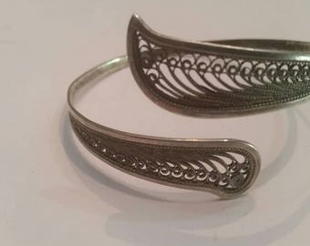 Vintage Silver Filigree cuff bracelet 950