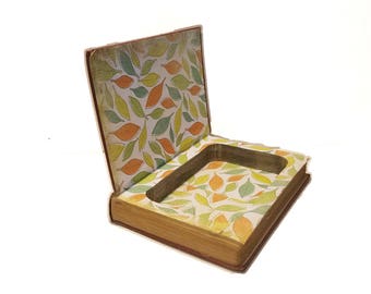 Hollow Book Safe Bright Feather Cloth Bound vintage Secret Compartment Security hiding place
