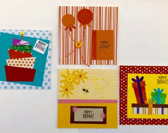Handcrafted Birthday Cards - set of four